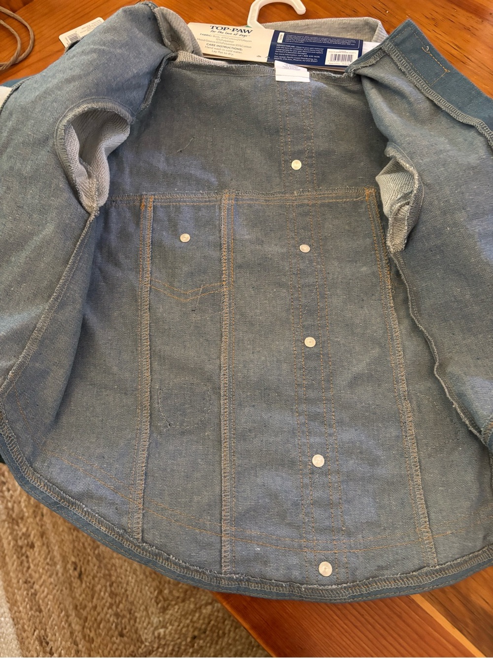 Top Paw Blue Denim Jacket with Gray Hood for Fido. LARGE Pup 🐾 - Picture 4 of 4